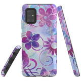 For Samsung Galaxy A51 4G Case Tough Protective Cover, Flower Swirls
