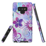 For Samsung Galaxy Note 9 Case Tough Protective Cover, Flower Swirls