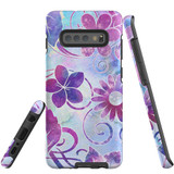 For Samsung Galaxy S10+ Plus Case Tough Protective Cover, Flower Swirls