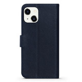 For iPhone 14 Plus Case Fashion Cowhide Genuine Leather Wallet Cover Blue