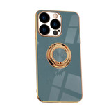 For iPhone 14 Pro Max Case Electroplating Luxury Kickstand Ring Holder Cover Gray