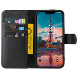 For iPhone 14 Pro Max, 14 Plus, 14 Pro, 14 Case, Real Leather Folio Cover, Black | Wallet Cover | iCL Australia