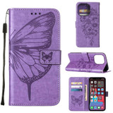For iPhone 14 Pro Max Case, Floral Butterfly, PU Leather, Lanyard, Stand, Light Purple | Wallet Folio Cases | iCoverLover.com.au