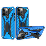 For iPhone 14 Pro Case Armour Strong Shockproof Tough Cover with Kickstand Blue
