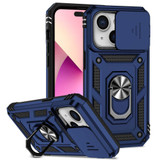 For iPhone 14 Plus Case Tough Protective Slide Camera Cover Magnetic Ring Holder Blue