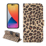 For iPhone 14 Pro Case, Leopard Print PU Leather Wallet Cover, Yellow | Wallet Cases | iCoverLover.com.au