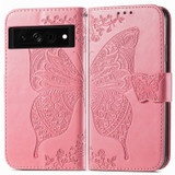 For Google Pixel 7 Pro Case, Butterfly Embossed Cover, Stand, Pink | Wallet Cases | iCoverLover.com.au