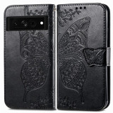 For Google Pixel 7 Pro Case, Butterfly Embossed Cover, Stand, Black | Wallet Cases | iCoverLover.com.au