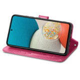 For Samsung Galaxy A73 5G Case, Four-leaf Clover Emboss PU Leather Wallet Cover, Rose Red | Folio Cases | iCoverLover.com.au