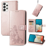 For Samsung Galaxy A73 5G Case, Four-leaf Clover Emboss PU Leather Wallet Cover, Rose Gold | Folio Cases | iCoverLover.com.au