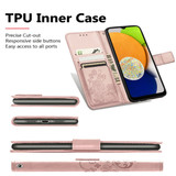 For Samsung Galaxy A73 5G Case, Four-leaf Clover Emboss PU Leather Wallet Cover, Rose Gold | Folio Cases | iCoverLover.com.au