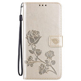 For Samsung Galaxy A73 5G Case, Rose Embossed PU Leather Wallet Cover, Gold | Folio Cases | iCoverLover.com.au