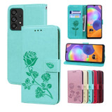 For Samsung Galaxy A53 5G Case, Rose Embossed PU Leather Wallet Cover, Green | Folio Cases | iCoverLover.com.au