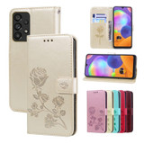 For Samsung Galaxy A53 5G Case, Rose Embossed PU Leather Wallet Cover, Gold | Folio Cases | iCoverLover.com.au