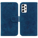 For Samsung Galaxy A33 5G Case, Butterfly Rose Embossed PU Leather Wallet Cover, Blue | Folio Cases | iCoverLover.com.au
