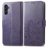 For Samsung Galaxy A13 5G Case, Four-leaf Clover PU Leather Wallet Cover, Purple | Folio Cases | iCoverLover.com.au