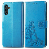 For Samsung Galaxy A13 5G Case, Four-leaf Clover PU Leather Wallet Cover, Blue | Folio Cases | iCoverLover.com.au