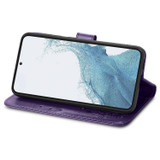 For Samsung Galaxy S23 Ultra, S23+ Plus, S23 Case, Four-leaf Clover PU Leather Wallet Cover, Purple | Folio Cases | iCoverLover.com.au