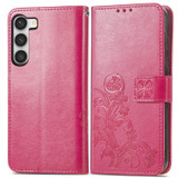 For Samsung Galaxy S23 Ultra, S23+ Plus, S23 Case, Four-leaf Clover PU Leather Wallet Cover, Purple | Folio Cases | iCoverLover.com.au