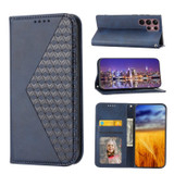 For Samsung Galaxy S23 Ultra Case, Cubic Grid PU Leather Wallet Cover, Blue | Folio Cases | iCoverLover.com.au