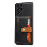 For Samsung Galaxy S23 Ultra Case Leather Magnetic Clasp Card Slots Cover Black