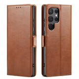 For Samsung Galaxy S23 Ultra Case Leather Flip Wallet Folio Cover Brown