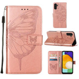 For Samsung Galaxy A34 Case, Embossed Floral Butterfly, PU Leather Wallet Cover, Lanyard, Stand, Rose Gold | Phone Cases | iCoverLover.com.au