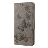 For Samsung Galaxy A54 Case, Vintage Butterflies Pattern PU Leather Wallet Cover, Stand, Grey | Phone Cases | iCoverLover.com.au