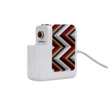 61W Wall Charger Wrap (160mm x 40mm), Paper Leather, Black Brown Red Zigzag | AddOns | iCoverLover.com.au