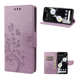 For Google Pixel 7a Case, Butterfly Embossed PU Leather Wallet Folio Cover, Stand, Light Purple | Wallet Cases | iCoverLover.com.au