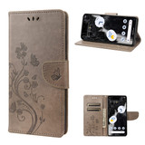 For Google Pixel 7a Case, Butterfly Embossed PU Leather Wallet Folio Cover, Stand, Grey | Wallet Cases | iCoverLover.com.au