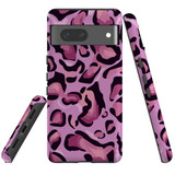 For Google Pixel 7 Case Tough Protective Cover Magenta Leopard Pattern