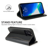 For iPhone 15 Pro Max, 15 Pro, 15 Plus, 15 Case, Fierre Shann Real Leather Wallet Cover, Black | iCoverLover