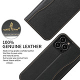 For iPhone 15 Pro Max, 15 Pro, 15 Plus, 15 Case, Fierre Shann Real Leather Wallet Cover, Black | iCoverLover