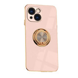 For iPhone 15 Case, Electroplated Cover, Kickstand Ring Holder, Pink | iCoverLover