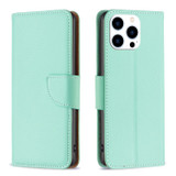 For iPhone 15 Pro Case, Lychee Texture Folio PU Leather Wallet Cover, Green | iCoverLover Australia