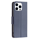For iPhone 15 Pro Case, Lychee Texture Folio PU Leather Wallet Cover, Blue | iCoverLover Australia