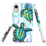 For iPhone XR Case Tough Protective Cover, Swimming Turtles