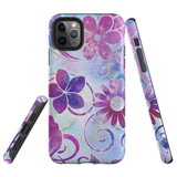For iPhone 11 Pro Case Tough Protective Cover, Flower Swirls