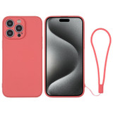 For iPhone 15 Pro Case, Silicone Soft Cover, Wrist Strap, Orange Red | iCoverLover Australia