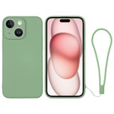 For iPhone 15 Case, Silicone Soft Cover, Wrist Strap, Matcha Green | iCoverLover Australia