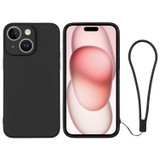 For iPhone 15 Case, Silicone Soft Cover, Wrist Strap, Black | iCoverLover Australia