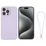 For iPhone 15 Pro Case, Silicone Soft Cover, Wrist Strap, Light Purple | iCoverLover Australia