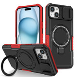 For iPhone 15 Case, MagSafe Compatible, Sliding Cam Shield & Holder, Protective Cover, Black Red | iCoverLover Australia