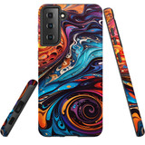 For Samsung Galaxy S21 FE Tough Protective Case, Swirling Paint | Protective Covers | iCoverLover Australia