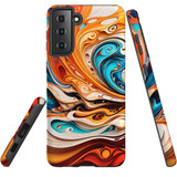 For Samsung Galaxy S21 FE Tough Protective Case, Swirling Gold | Protective Covers | iCoverLover Australia