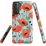For Samsung Galaxy S21 FE Tough Protective Case, Poppy Field | Protective Covers | iCoverLover Australia