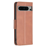 For Google Pixel 8 Pro 5G or Pixel 8 5G Case, Lambskin Texture PU Leather Folio Wallet Cover, Brown | iCoverLover Australia