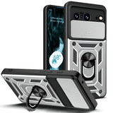 For Google Pixel 8 Pro 5G Case, Camera Cover and Ring Stand Protective Cover, Silver | iCoverLover Australia