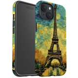 For iPhone 15 Tough Protective Case, Eiffel Tower Painting | Protective Covers | iCoverLover Australia